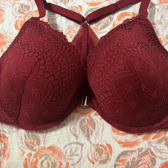 Women's Auden Front Hook Lace T-Back Red Bra Full Coverage Size 36DD - Picture 4 of 11